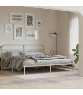 vidaXL Metal Bed Frame without Mattress with Headboard White 193x203cm