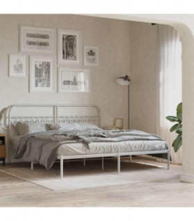 vidaXL Metal Bed Frame without Mattress with Headboard White 183x203cm