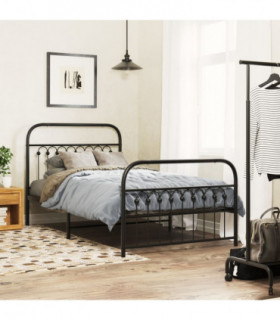 vidaXL Metal Bed Frame without Mattress with Footboard Black 100x190cm