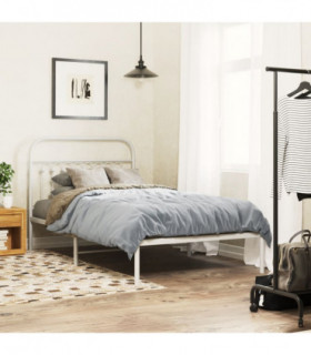 vidaXL Metal Bed Frame without Mattress with Headboard White 100x190cm