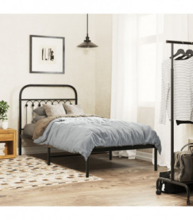 vidaXL Metal Bed Frame without Mattress with Headboard Black 90x190cm