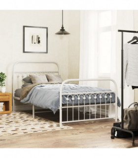 vidaXL Metal Bed Frame without Mattress with Footboard White 100x190cm