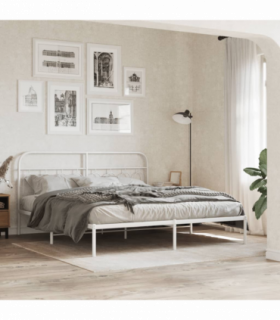 vidaXL Metal Bed Frame without Mattress with Headboard White 160x200cm