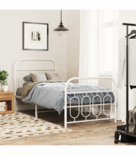 vidaXL Metal Bed Frame without Mattress with Footboard White 80x200cm