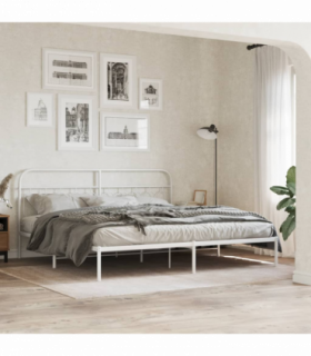 vidaXL Metal Bed Frame without Mattress with Headboard White 200x200cm