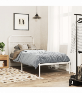 vidaXL Metal Bed Frame without Mattress with Headboard White 90x190cm