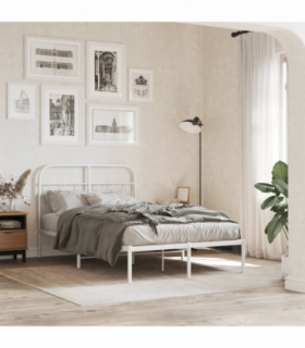 vidaXL Metal Bed Frame without Mattress with Headboard White 120x190cm