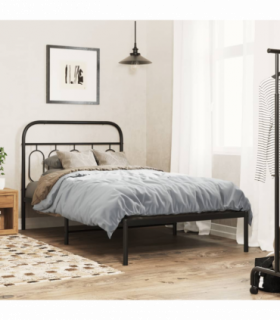 vidaXL Metal Bed Frame without Mattress with Headboard Black 100x190cm