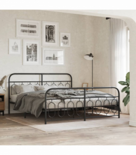 vidaXL Metal Bed Frame without Mattress with Footboard Black 183x213cm