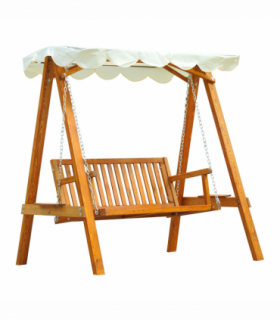 Swing Chair Bench Lounger Cream 2-Seater Wood Garden 162cm x 130cm x 185cm