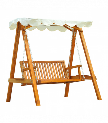 Swing Chair Bench Lounger Cream 2-Seater Wood Garden 162cm x 130cm x 185cm