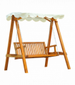 Swing Chair Bench Lounger Cream 2-Seater Wood Garden 162cm x 130cm x 185cm