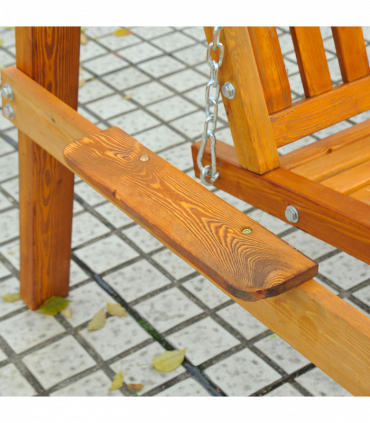 Swing Chair Bench Lounger Cream 2-Seater Wood Garden 162cm x 130cm x 185cm
