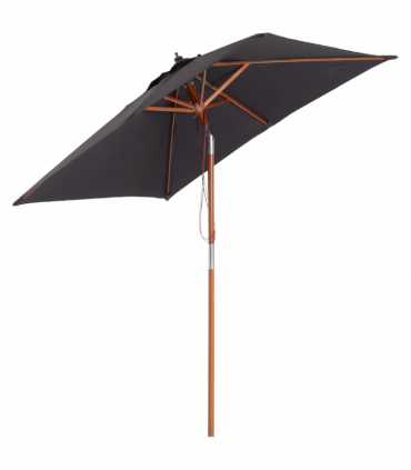2m x 1.5m Tilt Mechanism Bamboo Wooden Frame Parasol Deep Grey