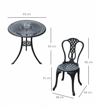 3 Pc Cast Aluminium Bistro Set