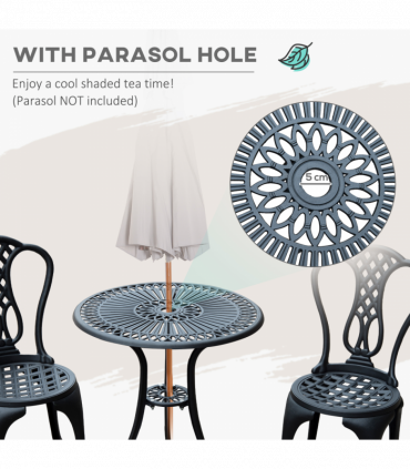 3 Pc Cast Aluminium Bistro Set