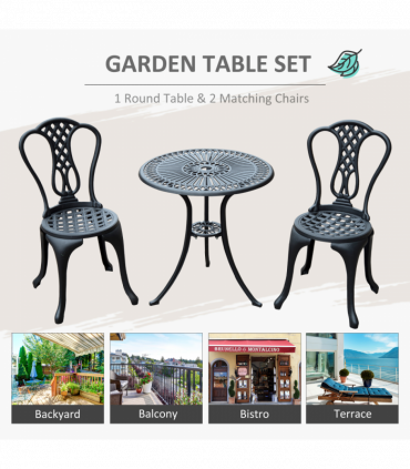 3 Pc Cast Aluminium Bistro Set