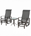3 piece Outdoor Swing Chair with Tea Table Set, Patio Garden Rocking Furniture