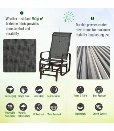 3 piece Outdoor Swing Chair with Tea Table Set, Patio Garden Rocking Furniture