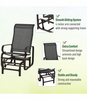 3 piece Outdoor Swing Chair with Tea Table Set, Patio Garden Rocking Furniture