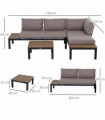 3-Piece Aluminium Frame Outdoor Garden Furniture Set Mixed Grey