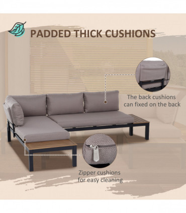 3-Piece Aluminium Frame Outdoor Garden Furniture Set Mixed Grey