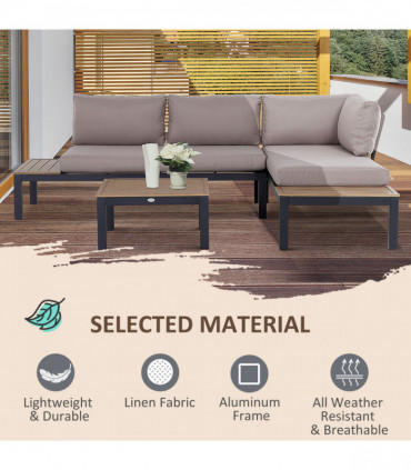 3-Piece Aluminium Frame Outdoor Garden Furniture Set Mixed Grey