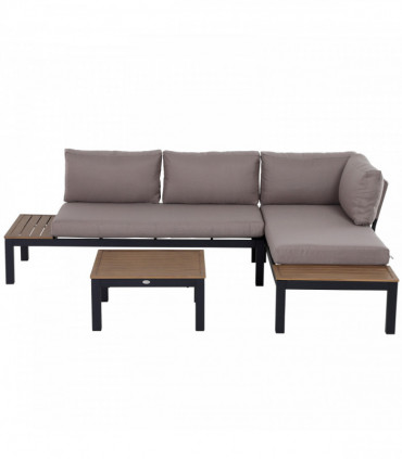 3-Piece Aluminium Frame Outdoor Garden Furniture Set Mixed Grey