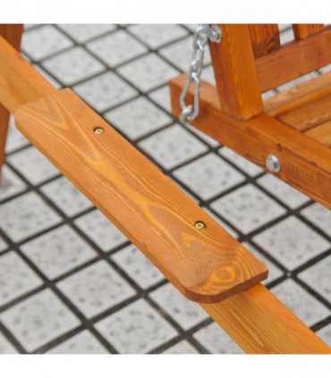 3-Seater Wooden Garden Swing Chair Seat Bench-Cream