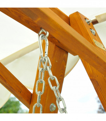 3-Seater Wooden Garden Swing Chair Seat Bench-Cream