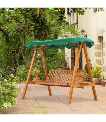 Garden Swing Chair Seat Bench-Green Russian larch wood 200cm x 130cm x 185cm