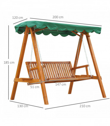 Garden Swing Chair Seat Bench-Green Russian larch wood 200cm x 130cm x 185cm