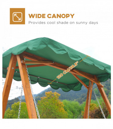 Garden Swing Chair Seat Bench-Green Russian larch wood 200cm x 130cm x 185cm