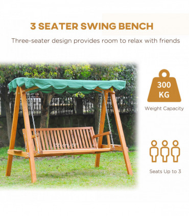 Garden Swing Chair Seat Bench-Green Russian larch wood 200cm x 130cm x 185cm