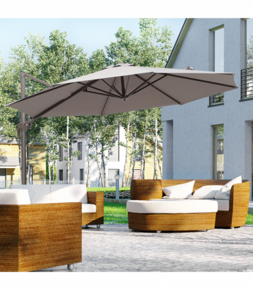 Aluminium Grey 2.95 x 2.5 m 3m Cantilever Parasol Umbrella Sun UV Protection