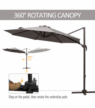 Aluminium Grey 2.95 x 2.5 m 3m Cantilever Parasol Umbrella Sun UV Protection