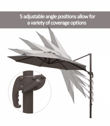 Aluminium Grey 2.95 x 2.5 m 3m Cantilever Parasol Umbrella Sun UV Protection