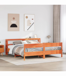 vidaXL Bed Frame without Mattress Wax Brown 200x200 cm Solid Wood Pine