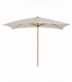 Patio Parasol Umbrella, Wood, Polyester, White, 295cm x 200cm x 255cm, 6 Ribs