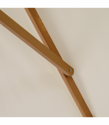 Patio Parasol Umbrella, Wood, Polyester, White, 295cm x 200cm x 255cm, 6 Ribs