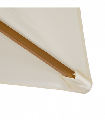Patio Parasol Umbrella, Wood, Polyester, White, 295cm x 200cm x 255cm, 6 Ribs