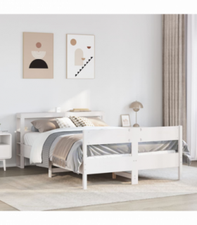 vidaXL Bed Frame without Mattress White 140x190 cm Solid Wood Pine