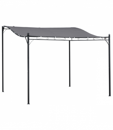 Metal Wall Awning Canopy Grey 297cm x 297cm x 250cm UV Wind Rain Protection