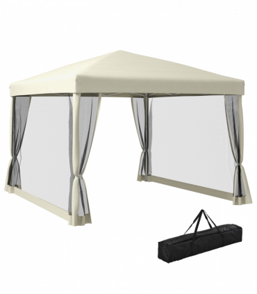 3x3m Pop Up Gazebo W/ Mesh Walls-Tan