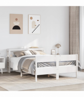 vidaXL Bed Frame without Mattress White 150x200 cm King Size Solid Wood Pine
