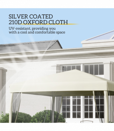 3x3m Pop Up Gazebo W/ Mesh Walls-Tan