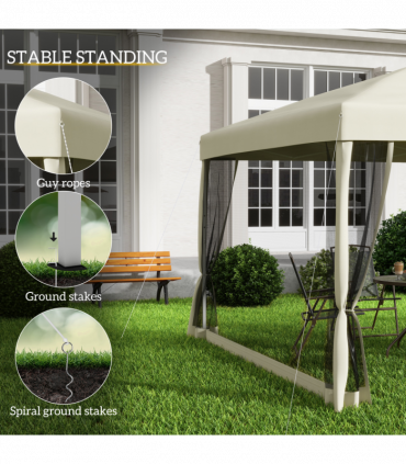3x3m Pop Up Gazebo W/ Mesh Walls-Tan