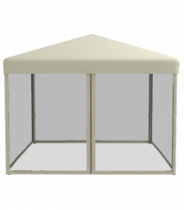 3x3m Pop Up Gazebo W/ Mesh Walls-Tan