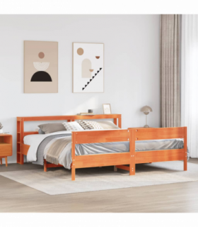 vidaXL Bed Frame without Mattress Wax Brown 180x200 cm Super King Solid Wood Pine