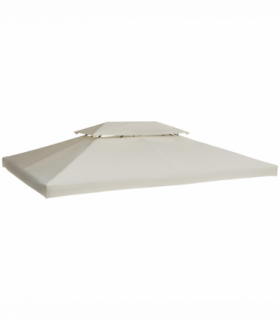 3x4 m 2-Tier Waterproof Gazebo Replacement Top-Cream-White